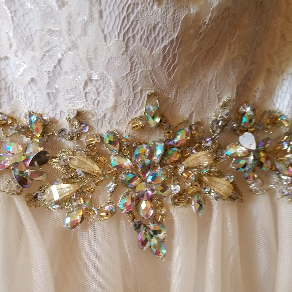 Madison James prom dress size 2 ivory jewels - Picture 3 of 7
